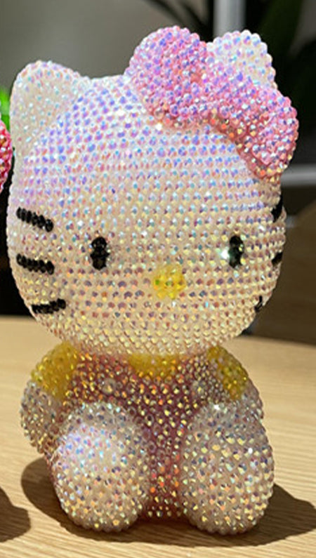 DIY Hellow Kitty - Tirelire en cristal avec strass et peinture au diamant (sans colle)