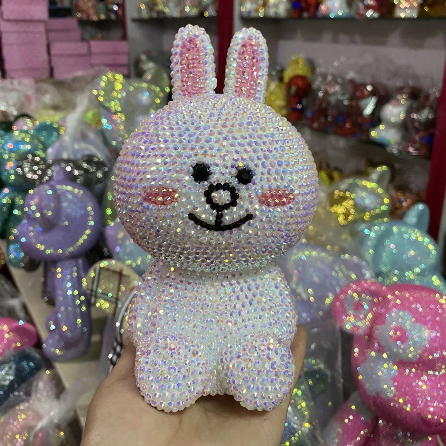 DIY Brown Bear and Honey Bunny - Crystal Rhinestone Full Diamond Painting Piggy Bank (No glue)