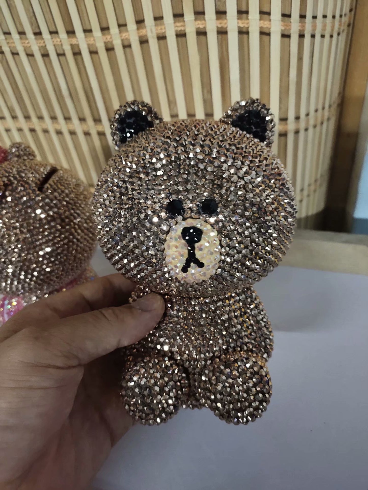 DIY Brown Bear and Honey Bunny - Crystal Rhinestone Full Diamond Painting Piggy Bank (No glue)