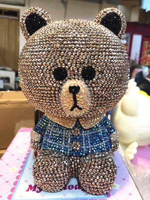 DIY Brown Bear and Honey Bunny - Crystal Rhinestone Full Diamond Painting Piggy Bank (No glue)