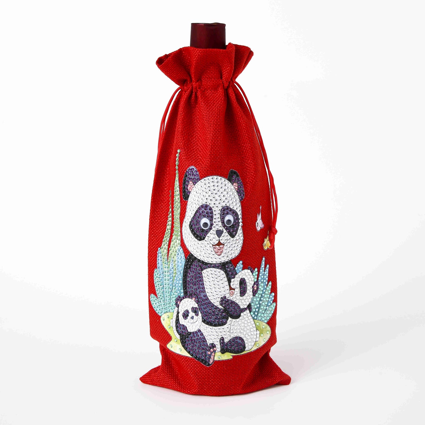 DIY Diamond Christmas Decoration | Panda | Red Wine Gift Bag