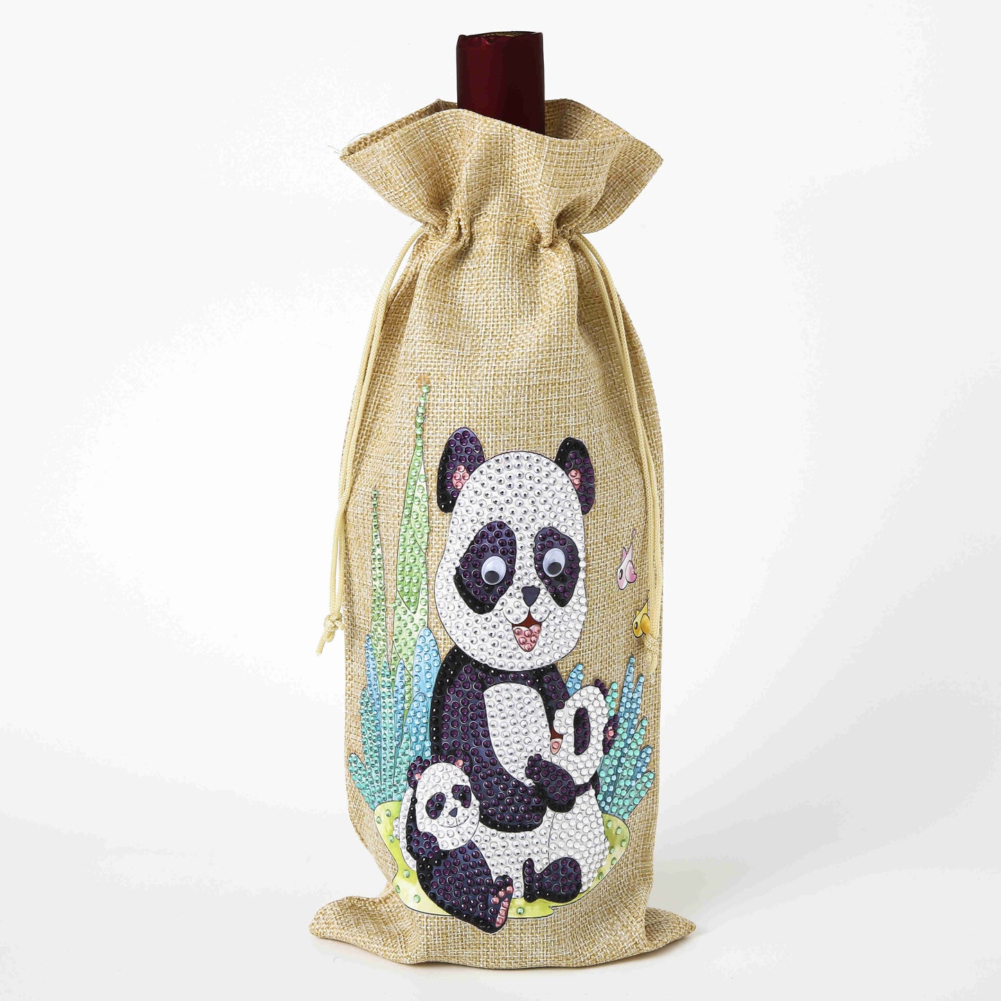 DIY Diamond Christmas Decoration | Panda | Red Wine Gift Bag
