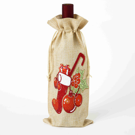 DIY Diamond Christmas Decoration | Cherry | Red Wine Gift Bag