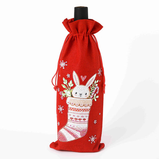 DIY Diamond Christmas Decoration | Christmas Stocking | Red Wine Gift Bag