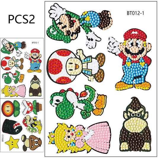 Round Diamond Painting Stickers Wall Sticker | Mario