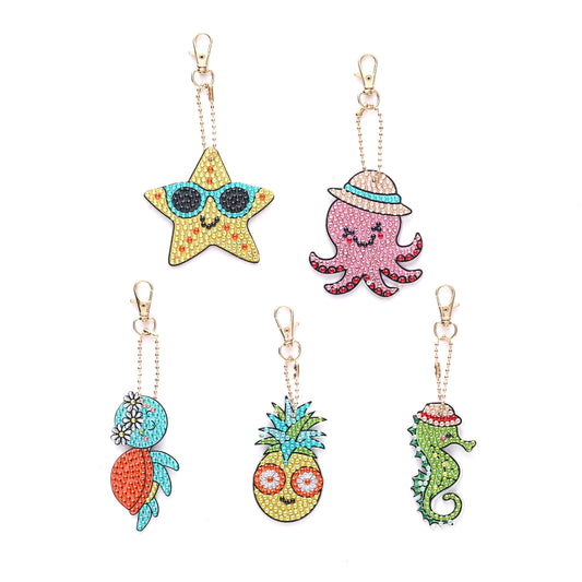 DIY keychain | Starfish | Double-sided | Five Piece Set