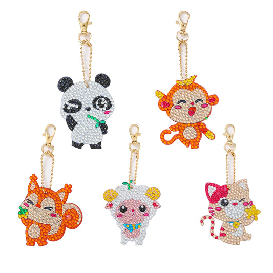 DIY keychain | Panda Fox | Double-sided | Five Piece Set