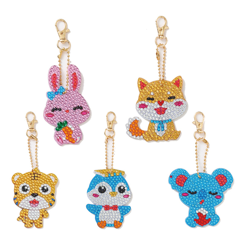 DIY keychain | Rabbit Dog | Double-sided | Five Piece Set