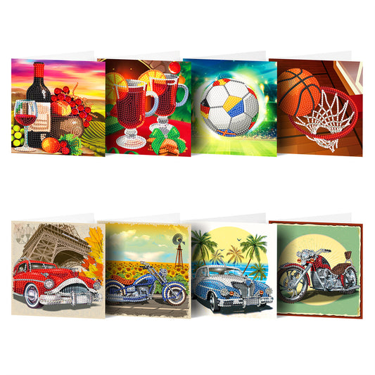 8 Pcs Set DIY Diamond Painting Greeting Cards