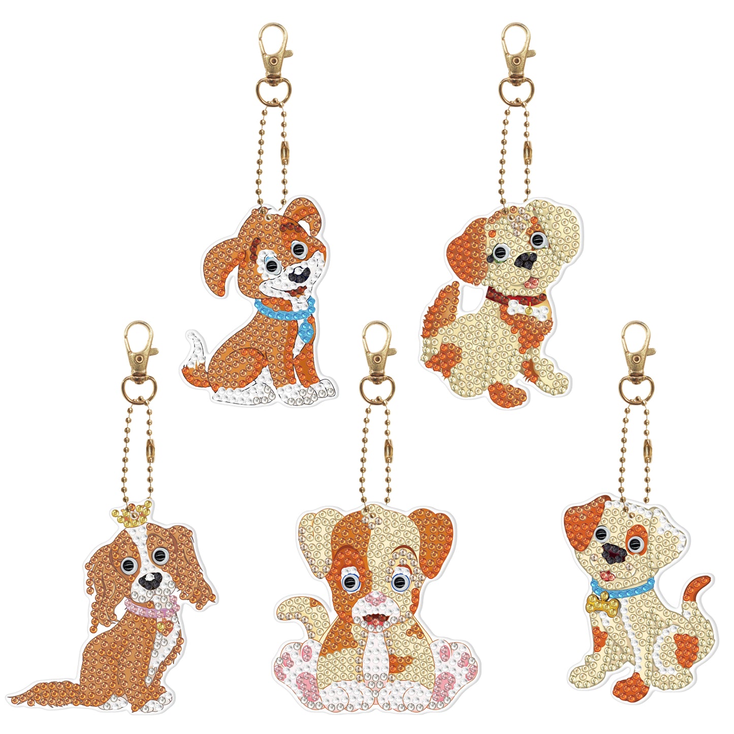 DIY keychain | Dog | Double-sided | Five Piece Set