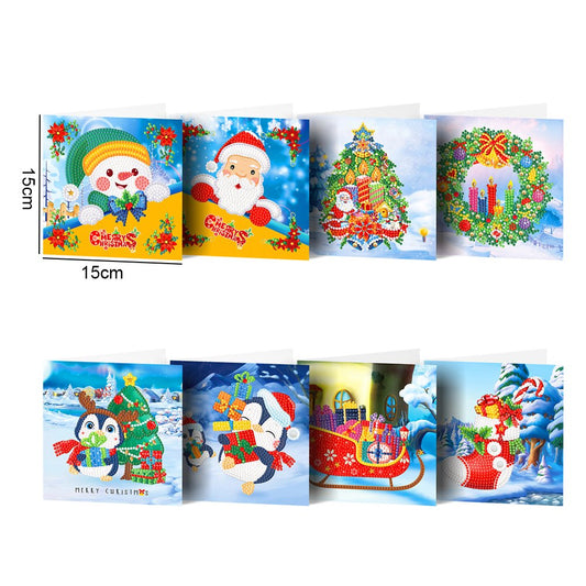 8 Pcs Set DIY Diamond Painting Christmas Greeting Cards