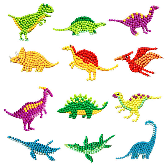 12pcs Round Diamond Painting Stickers Wall Sticker | Dinosaur