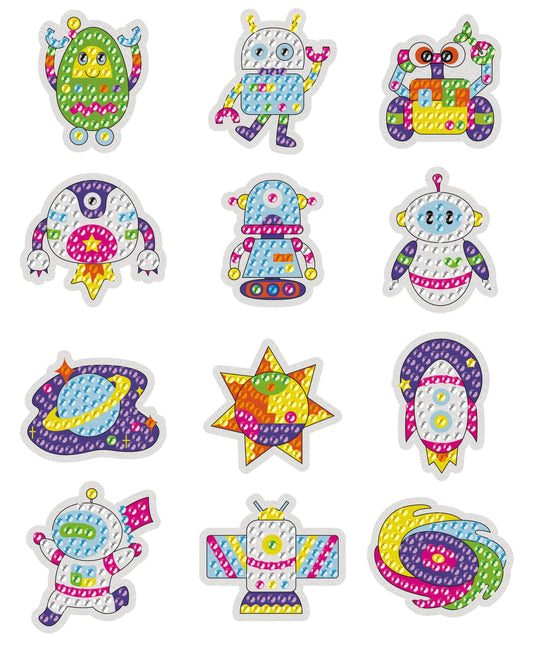 12pcs DIY Sparkling Diamond Painting Stickers Wall Sticker | Robot