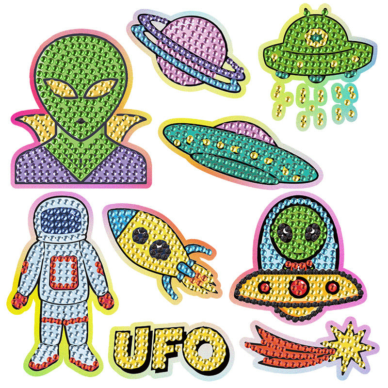 DIY Sparkling Diamond Painting Stickers Wall Sticker | Cartoon Alien