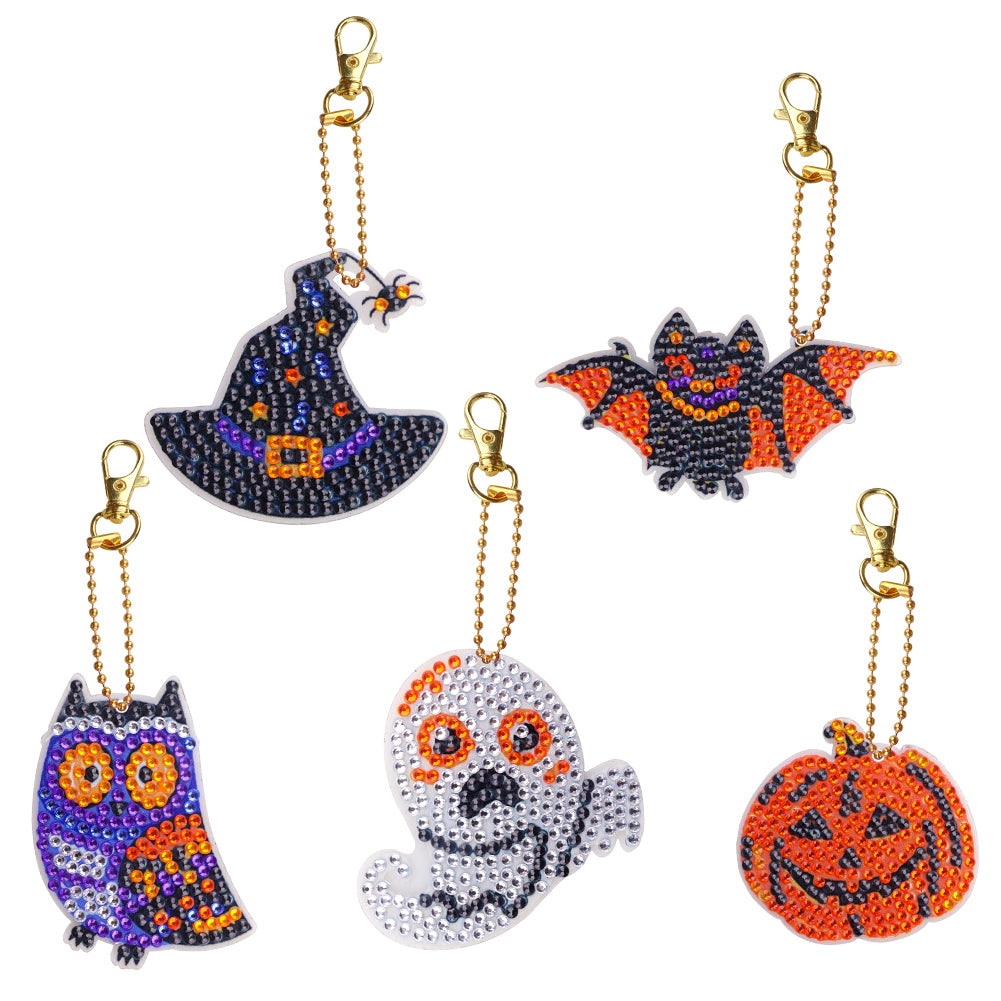 DIY Diamantmalerei Schlüsselanhänger | Halloween | 5-teiliges Set 