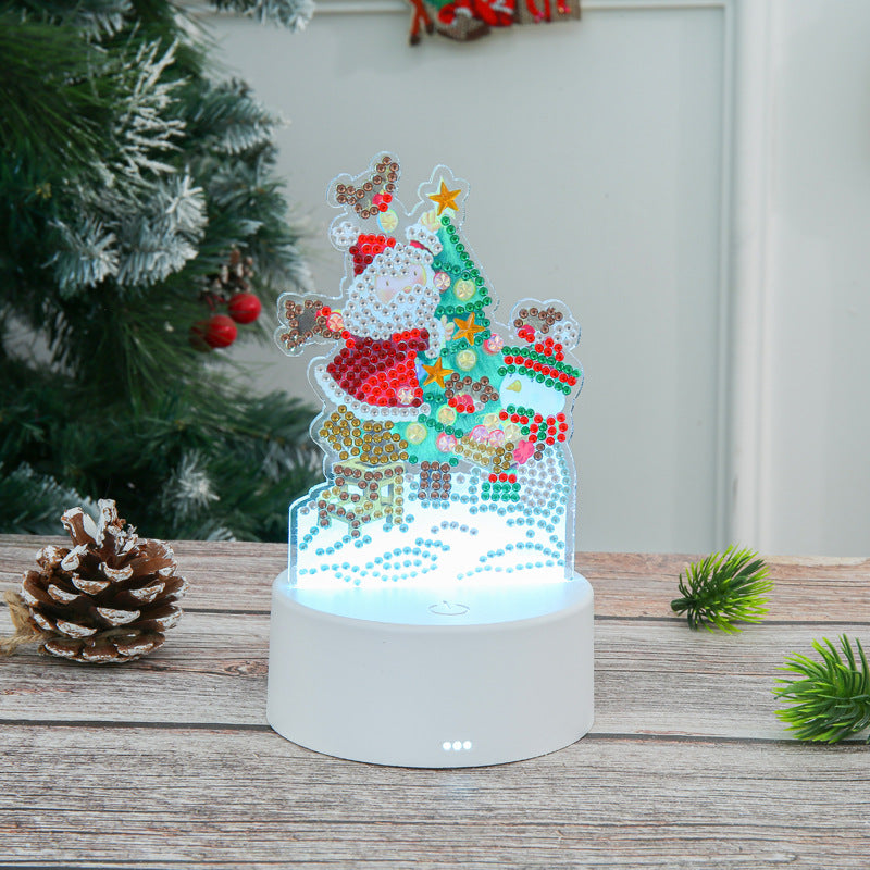 DIY LED Diamond painting Table Lamp Desk Decor | Christmas