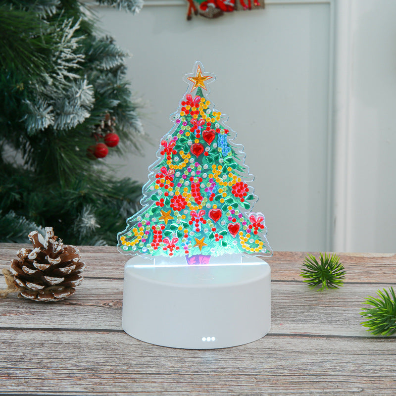 DIY LED Diamond painting Table Lamp Desk Decor | Christmas