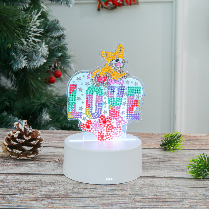 DIY LED Diamond painting Table Lamp Desk Decor | Christmas