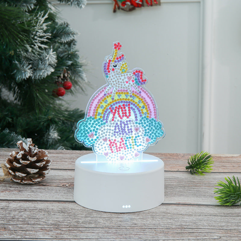 DIY LED Diamond painting Table Lamp Desk Decor | Christmas