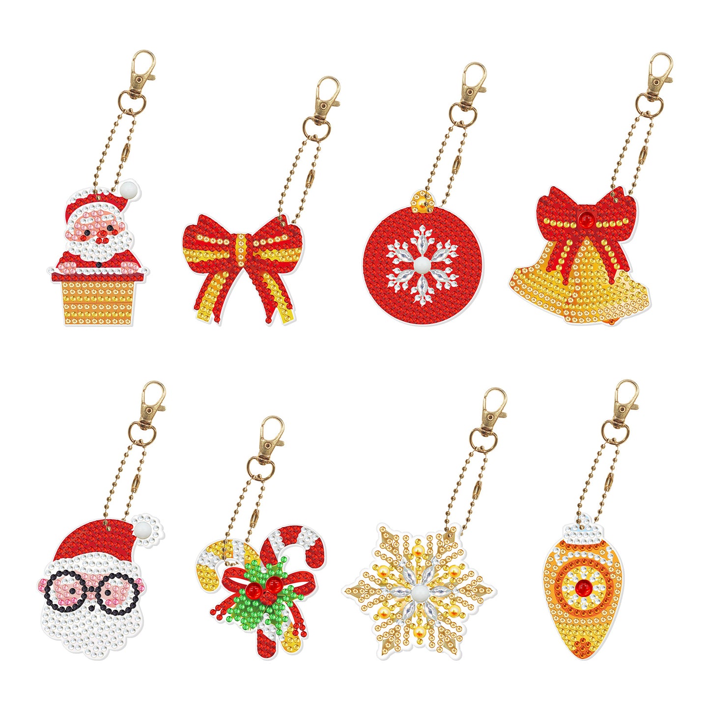 DIY Diamond Painting Keychain Single-sided | Christmas | 8 Piece Set