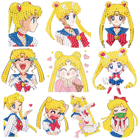 10pcs DIY Diamant Peinture Autocollants Mur Autocollant | Sailor Moon 