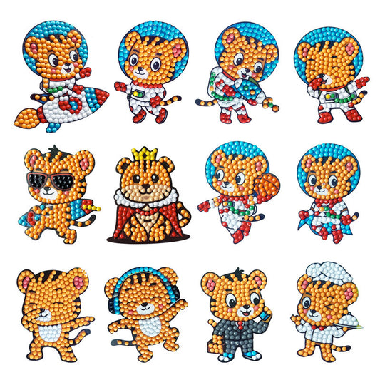 12pcs DIY Diamond Painting Stickers Wall Sticker | Tiger