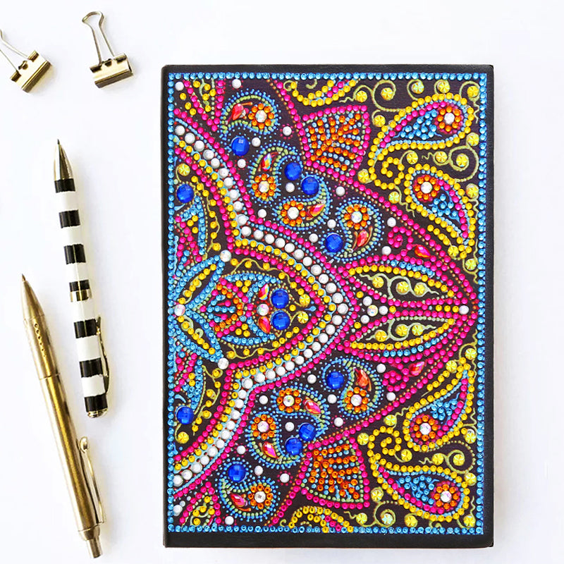 Carnet de notes de bricolage avec forme spéciale et strass | Mandala 