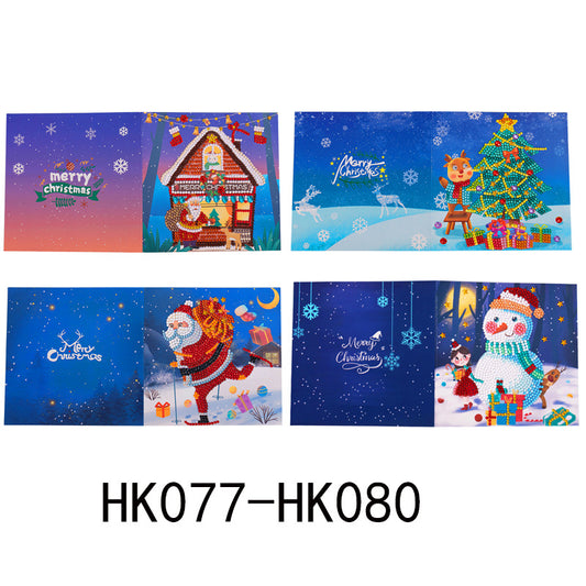 4 Pcs Set DIY Diamond Painting Christmas Greeting Cards