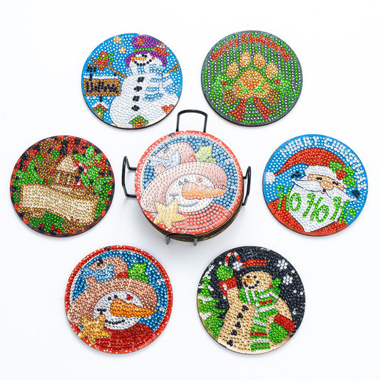 6 pcs set DIY Special Shaped Diamond Painting Coaster | Snowman