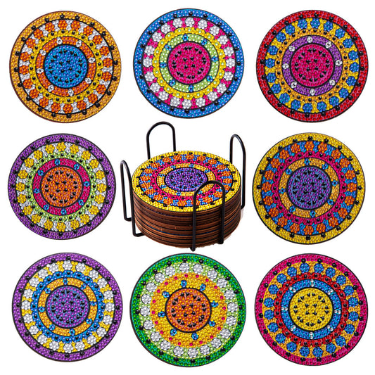 8 pcs set DIY Special Shaped Diamond Painting Coaster | Mandala