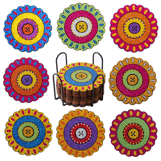 8 pcs set DIY Special Shaped Diamond Painting Coaster | Mandala