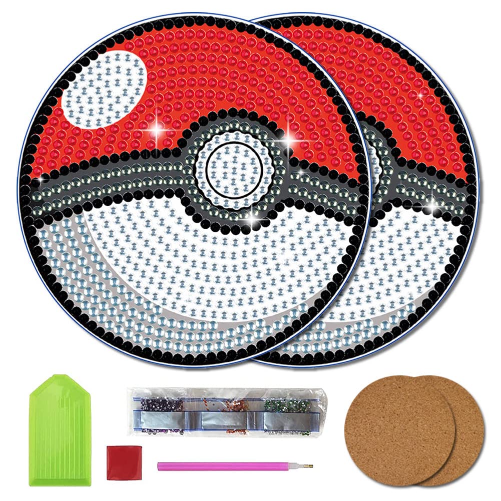 2 pcs set DIY Special Shaped Diamond Painting Coaster | Pokemon