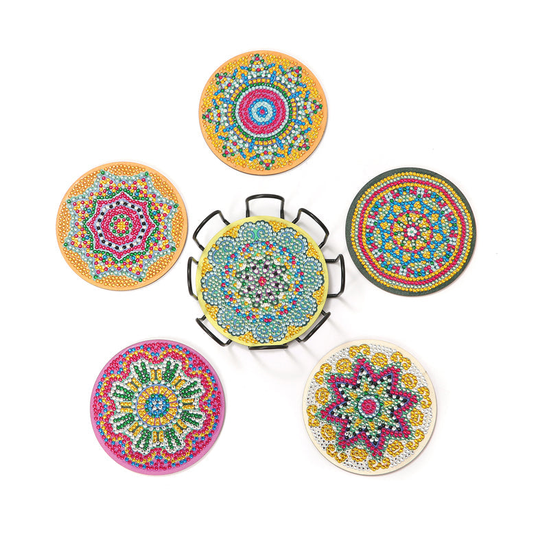 6 pcs set DIY Special Shaped Diamond Painting Coaster | Mandala