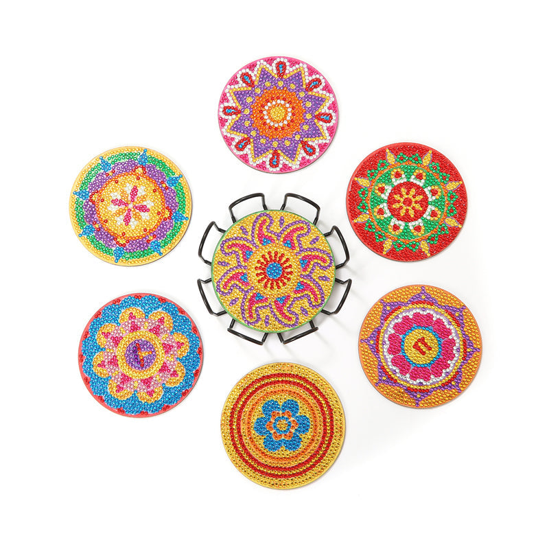 7 pcs set DIY Special Shaped Diamond Painting Coaster | Mandala