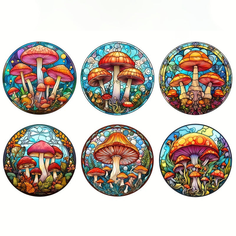 6 pcs set DIY Special Shaped Diamond Painting Coaster  | mushroom（no holder）