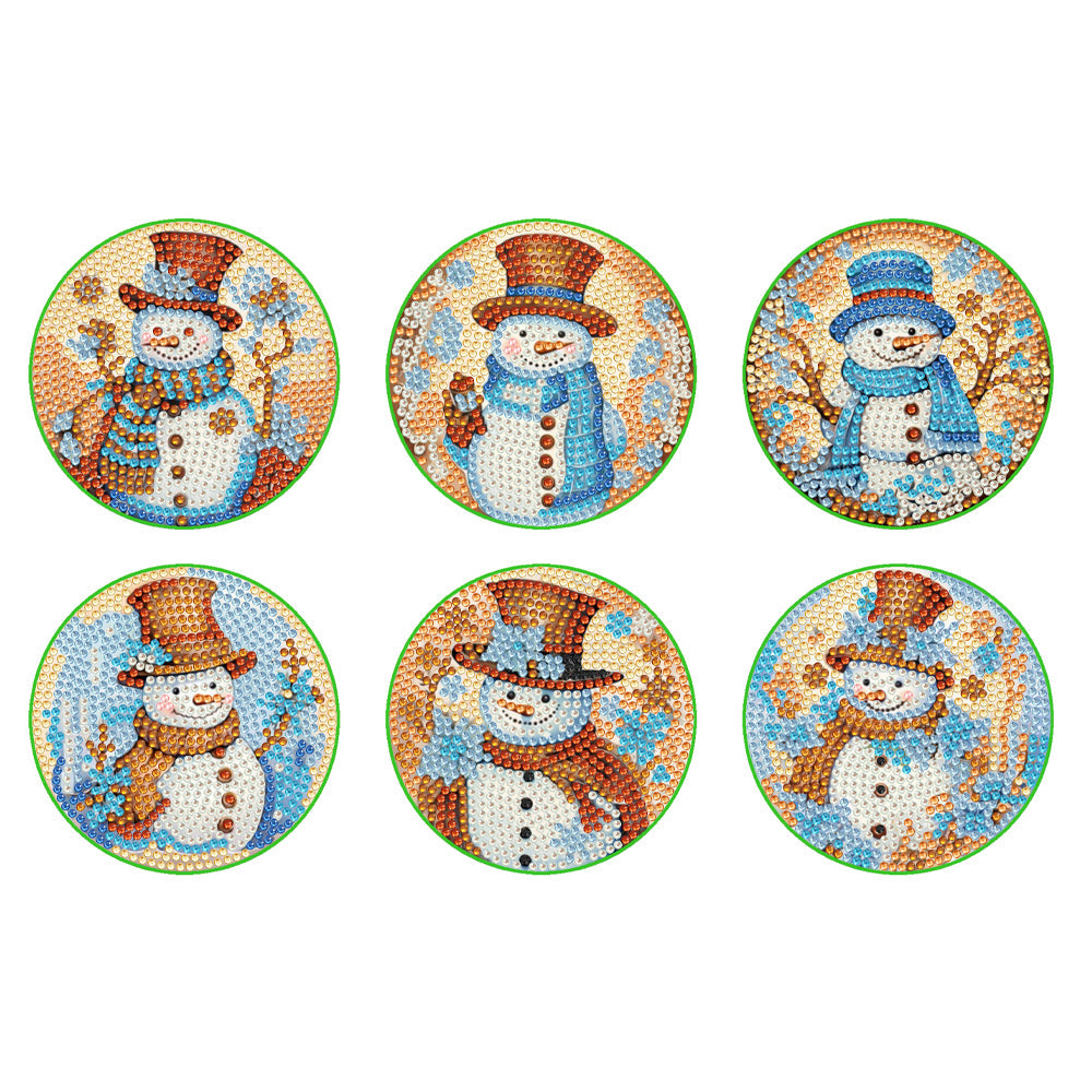 6 pcs set DIY Special Shaped Diamond Painting Coaster  | Snowman（no holder）