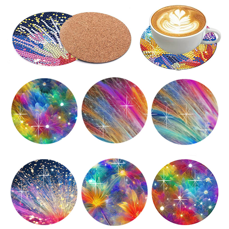 6 pcs set DIY Special Shaped Diamond Painting Coaster  | fireworks （no holder）