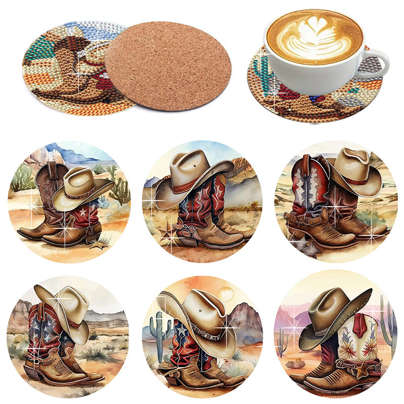 6 pcs set DIY Special Shaped Diamond Painting Coaster  | boots（no holder）