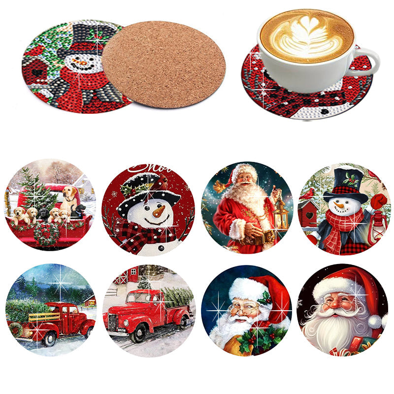 8 pcs set DIY Special Shaped Diamond Painting Coaster  | Christmas（no holder）