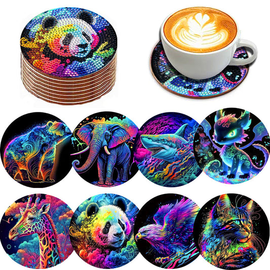 8 pcs set DIY Special Shaped Diamond Painting Coaster  | animal（no holder）