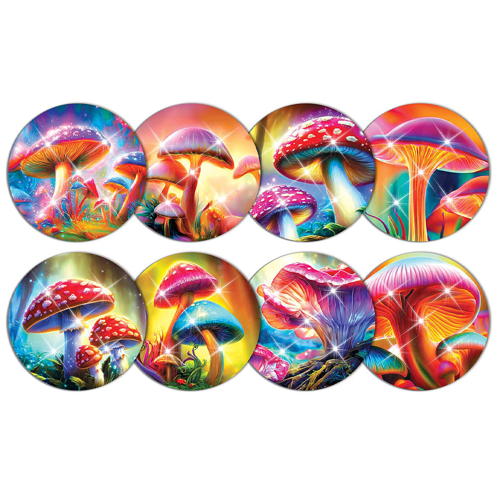 8 pcs set DIY Special Shaped Diamond Painting Coaster  | mushroom（no holder）