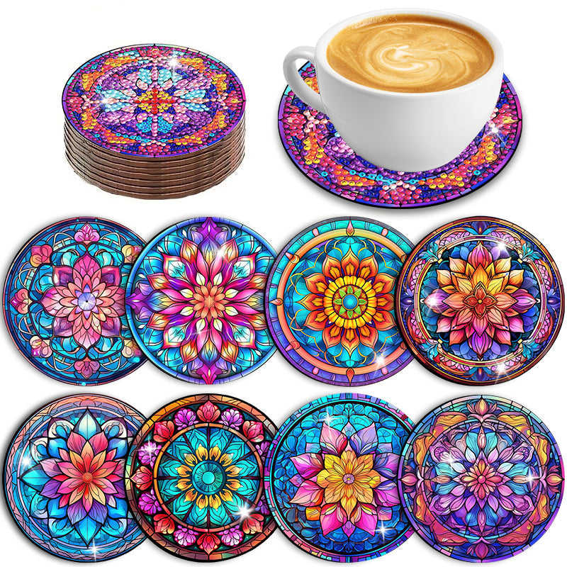 8 pcs set DIY Special Shaped Diamond Painting Coaster  | Mandala£¨no holder£©