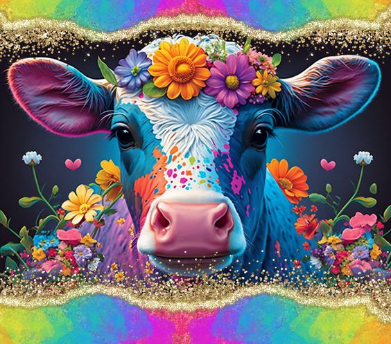 AB Diamond Painting    |  Flower Cow