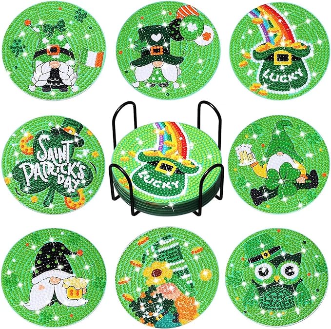 8 pcs set DIY Diamond Painting Coaster | Patricks Day