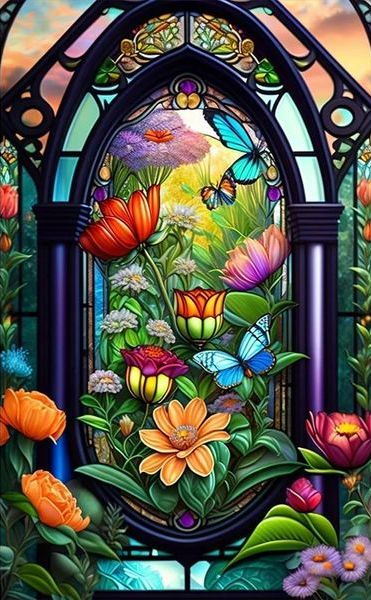AB Diamond Painting   |  Flowers in the Mirror