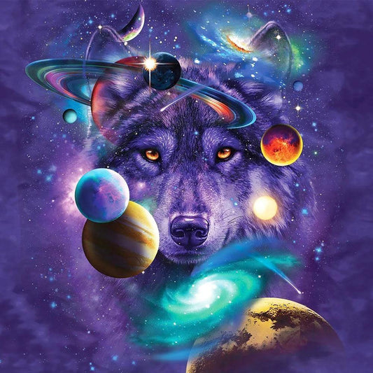 Planetenwolf | Vollständige runde Diamant-Malkits 