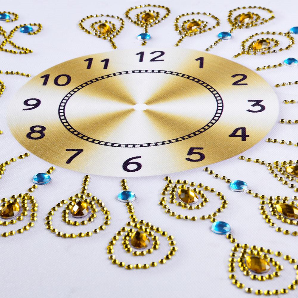 peacock clock | Crystal Rhinestone  | Full Round Diamond Painting Kits
