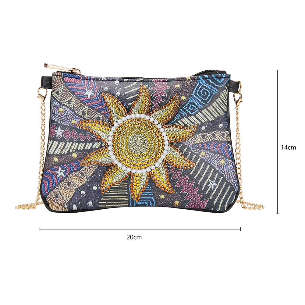 DIY Sonnenblumenförmige Diamantmalerei-Ein-Schulter-Kettendamentasche