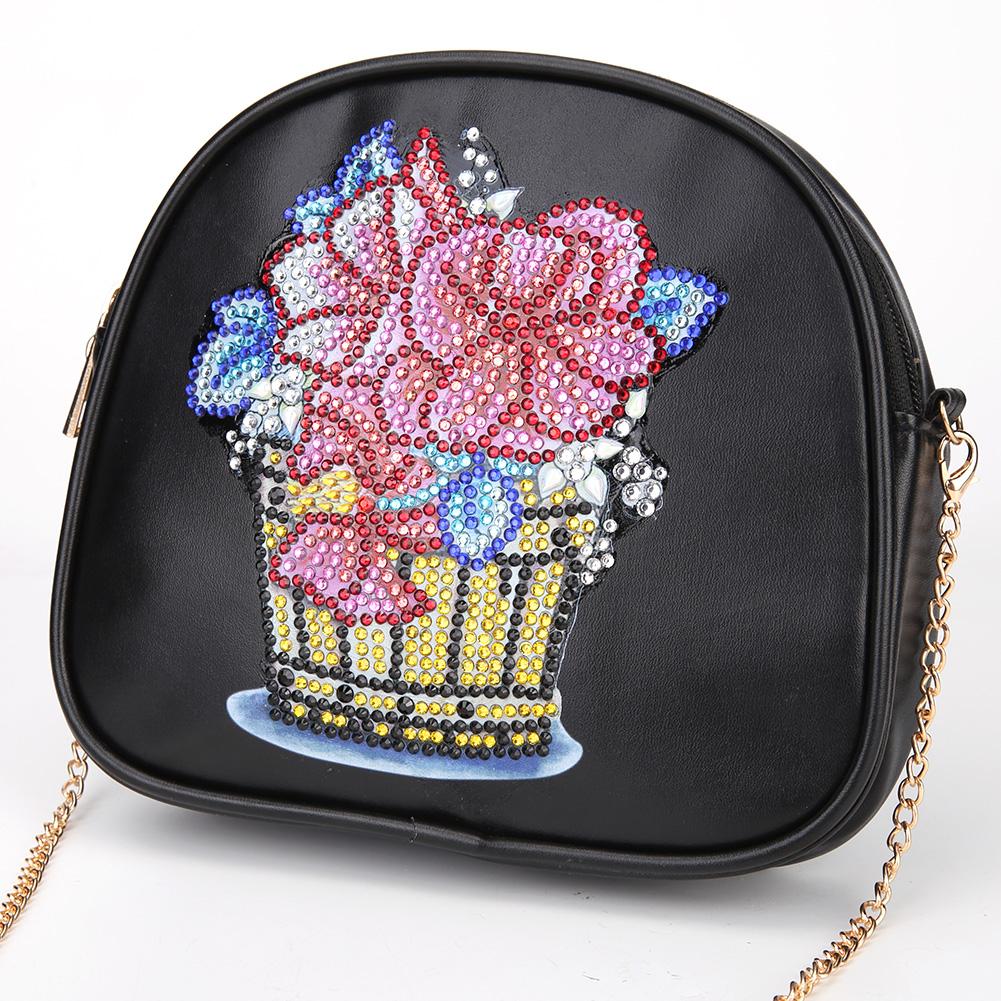 DIY Flower basket shaped diamond painting one-shoulder chain lady bag