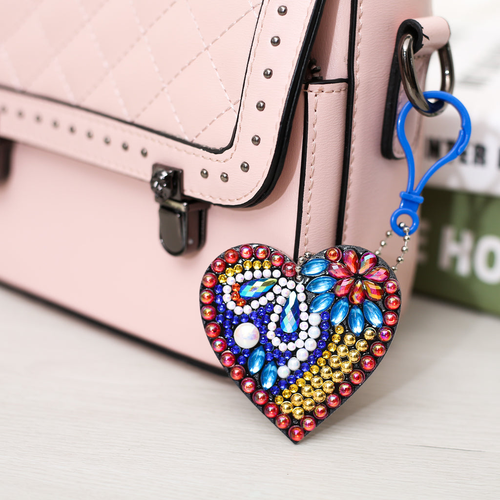 5pcs DIY Love Sets Special Shaped Full Drill Diamond Painting Key Chain with Key Ring Jewelry Gifts for Girl Bags